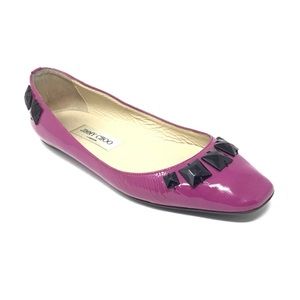 JIMMY CHOO WATSON MAGENTA FLATS WITH BLACK GEMS